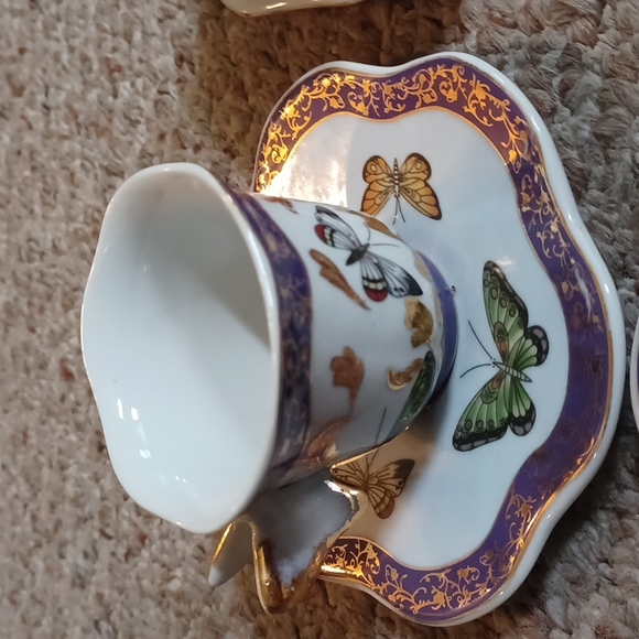 Elite 9 Piece porcelain tea set with butterfly candles and decor (NWOT) - Picture 2 of 7